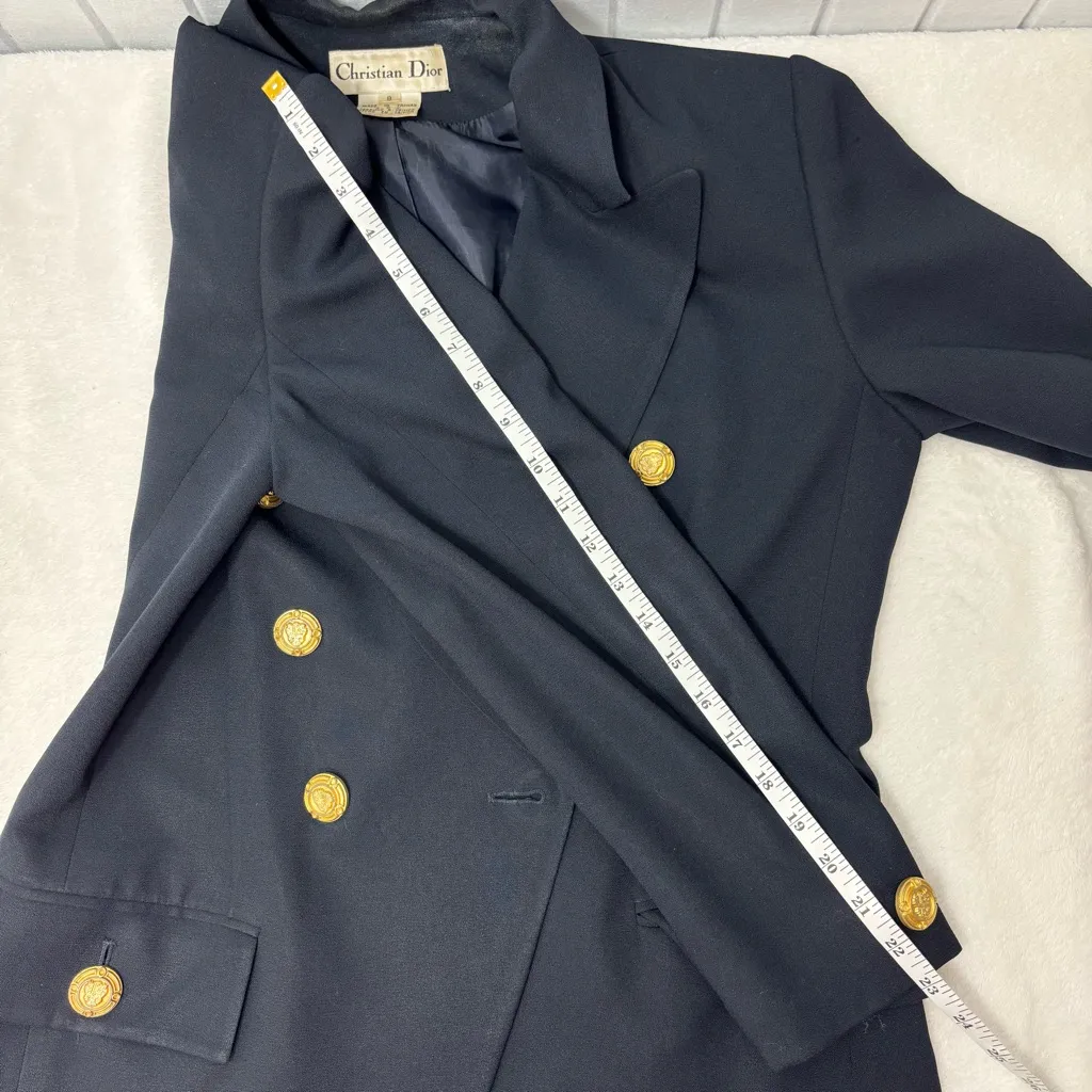 Christian Dior Vintage Midnight Blue Blazer with Elegant Gold buttons Size 8 - Image 13