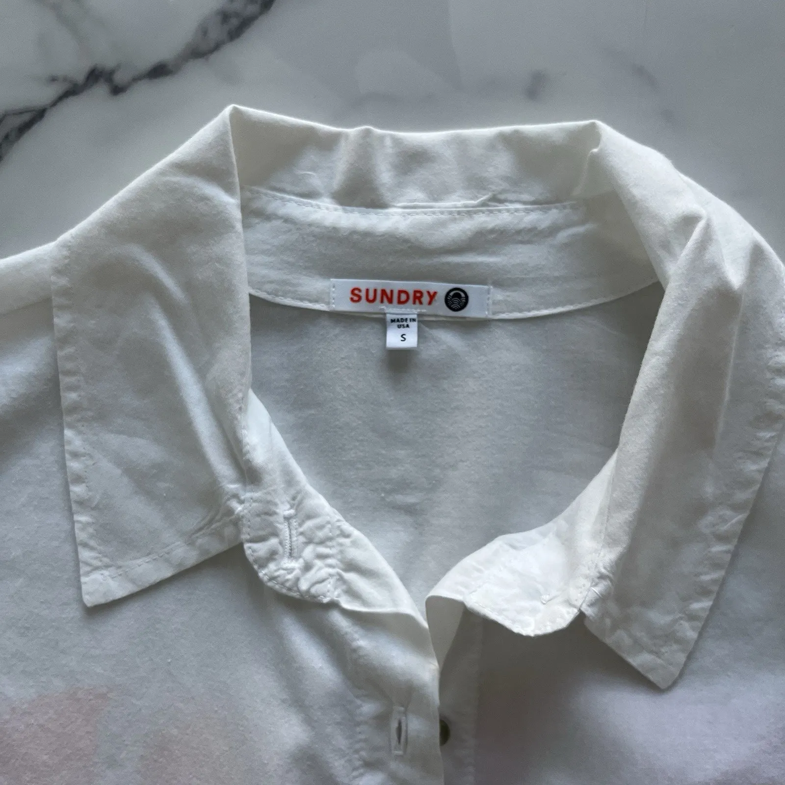 Anthro Sundry Paris shirt White button down Sz Small Preppy chic street wear - Image 5