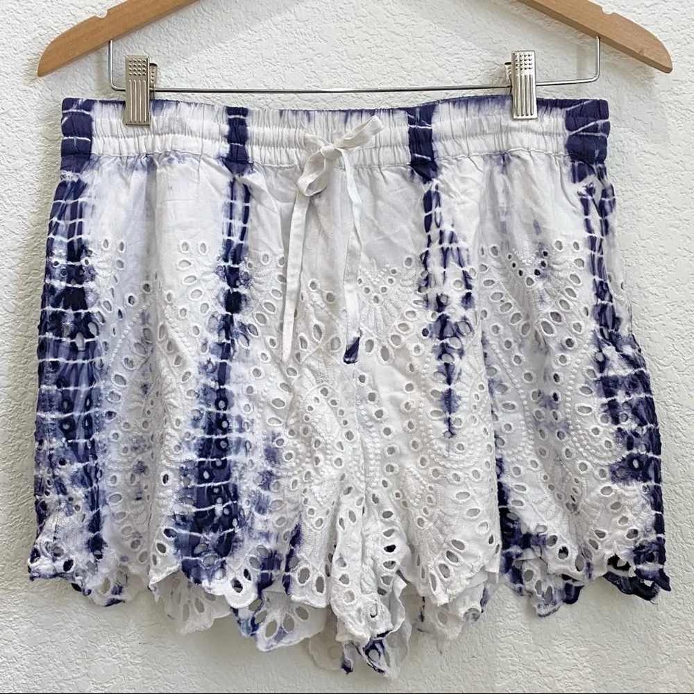 TOPSHOP Tie Dye Embroidered Eyelet Cutwork Shorts - Image 6