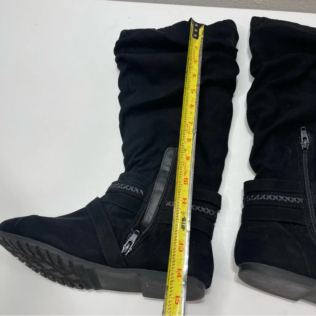 So  Slouchy Midcalf Boots Women 7.5 M Black Faux Suede Slouchy Midcalf Boots Zip - Image 2