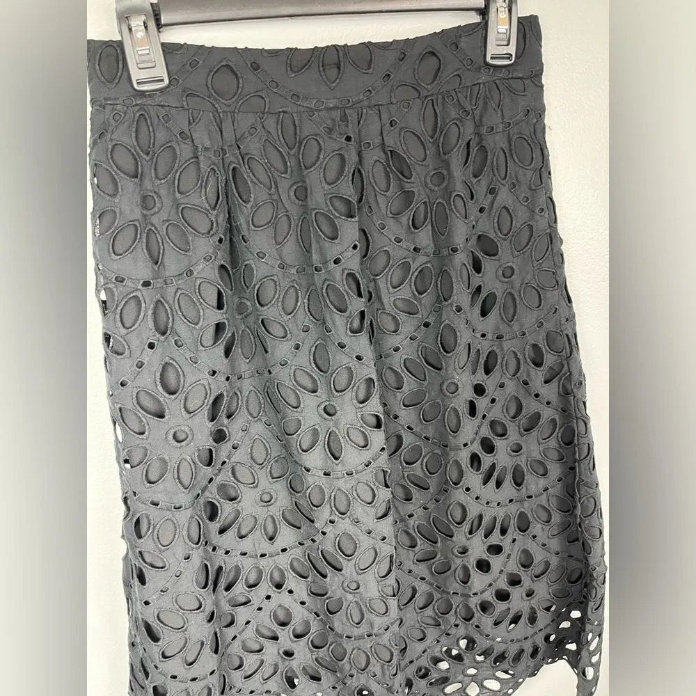 Ann Taylor Petite Black Eyelet Scalloped Skirt - Image 2
