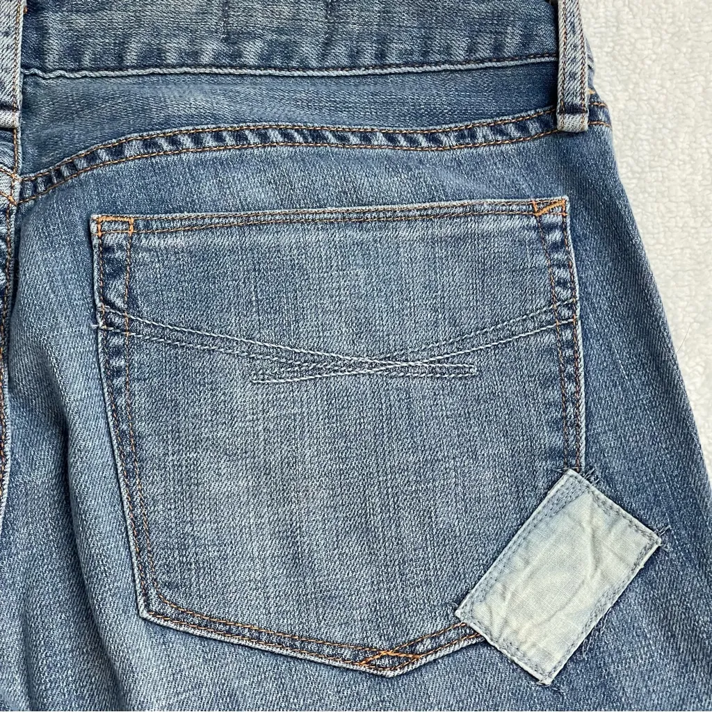 Gap 31 12 Real Straight Blue Jeans 1969 Patchwork Mid Rise Full Distressed Y2K - Image 10