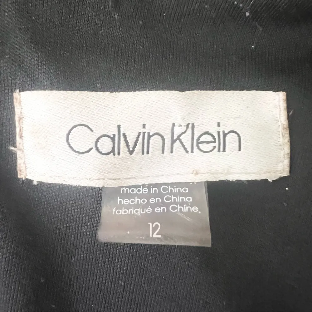 Calvin Klein Black & Gold Metallic Velvet Glitter Faux Wrap Dress Size 12 - Image 10