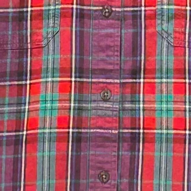 Lauren Ralph‎ Lauren Tartan Button Up Top Purple Red XL - Image 4