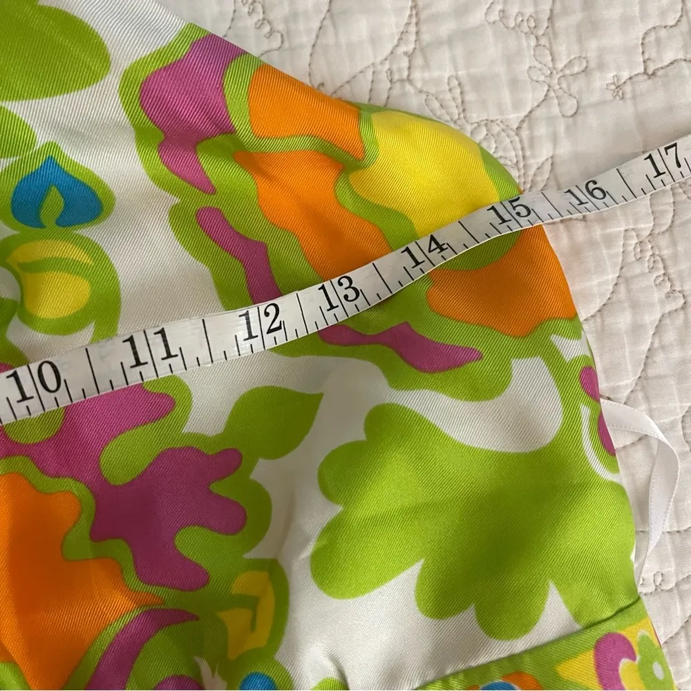 Milly Halter Dress Ditsy Floral Size 2 EUC White Bright Colors Summer Gold Chain - Image 4