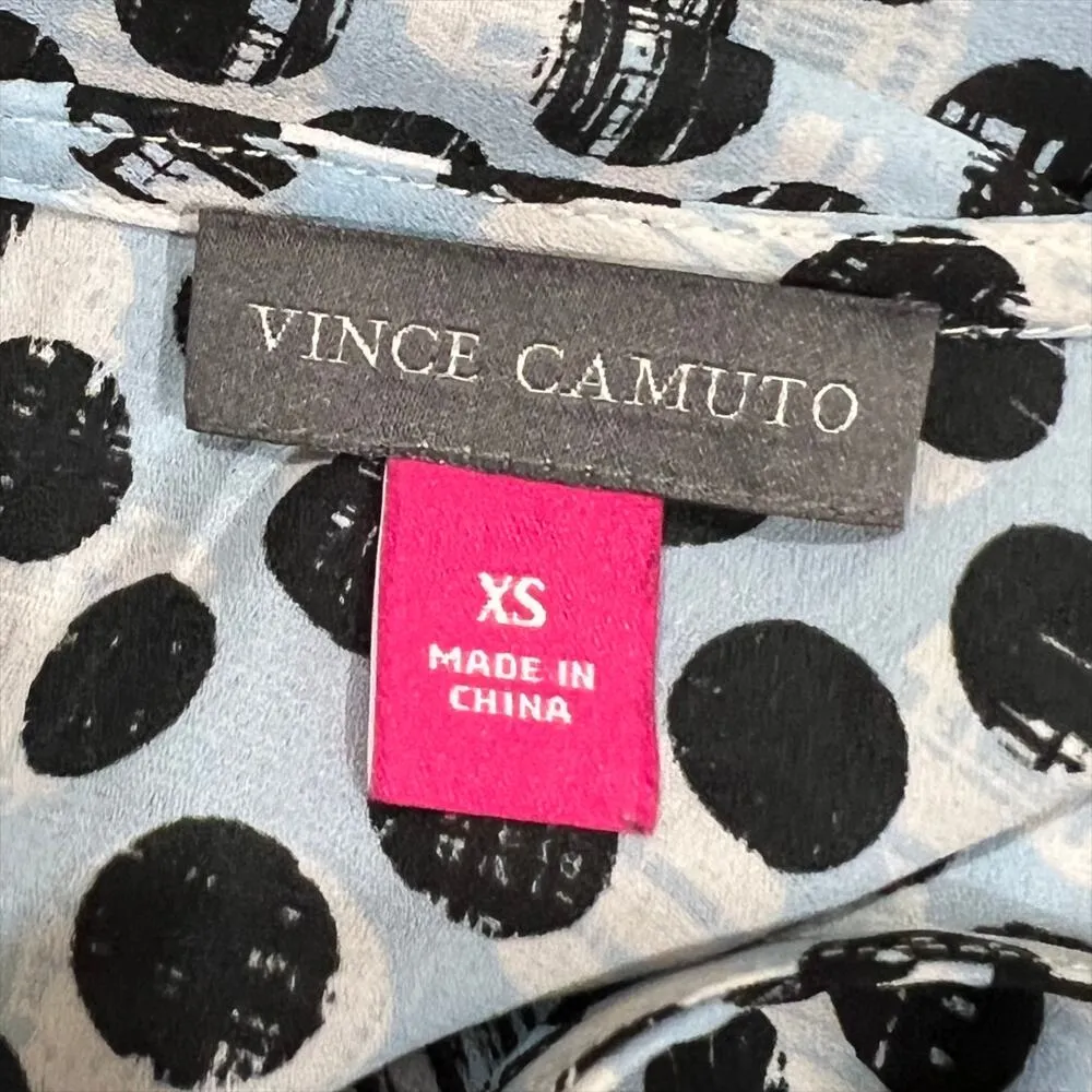 Vince Camuto Black Polka Dot Short Sleeve Blouse Size XS - Image 5