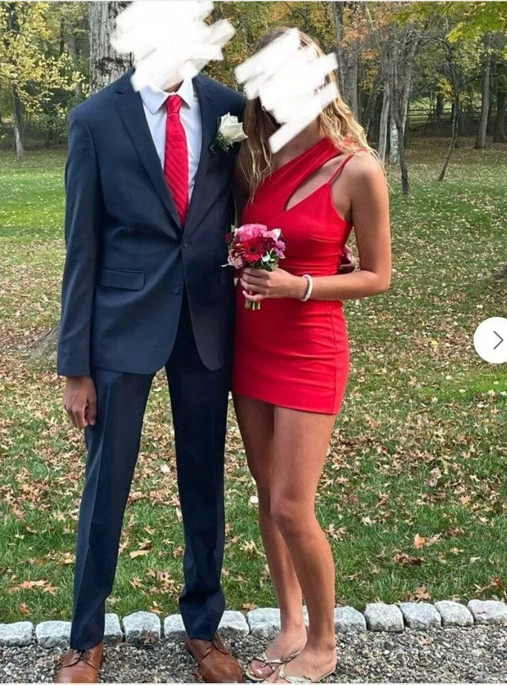 Lena Red Asymmetrical One Shoulder Mini Dress Size Small Homecoming Formal - Image 4