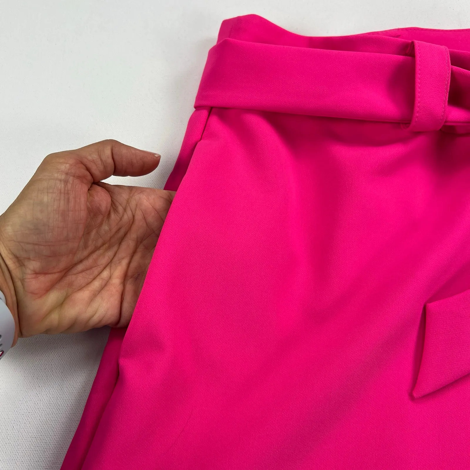 Vince Camuto Hot Pink Belted Wide Leg Culotte Pants Flowy Comfort NEW Size 18W - Image 7