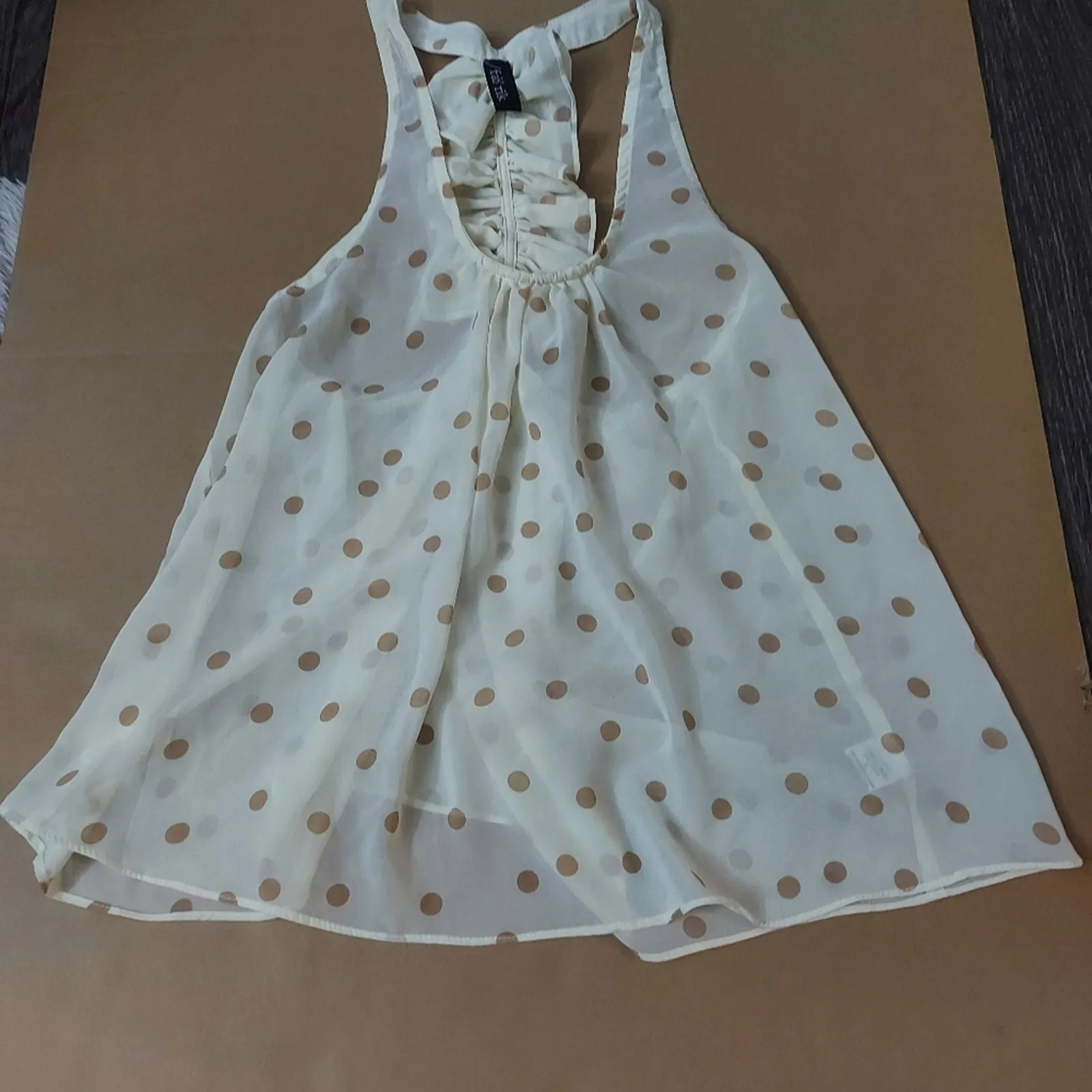 fa'brik Polka Dot Ruffled Racerback Tank Top  L Coquette Girl Prints Twee Y2K - Image 5