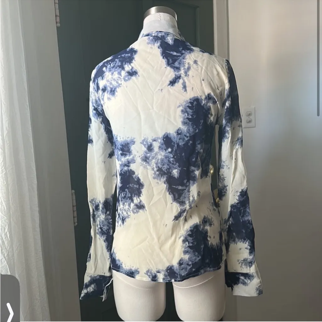 Reformation Violet Top in Indigo Tie Dye - Image 4