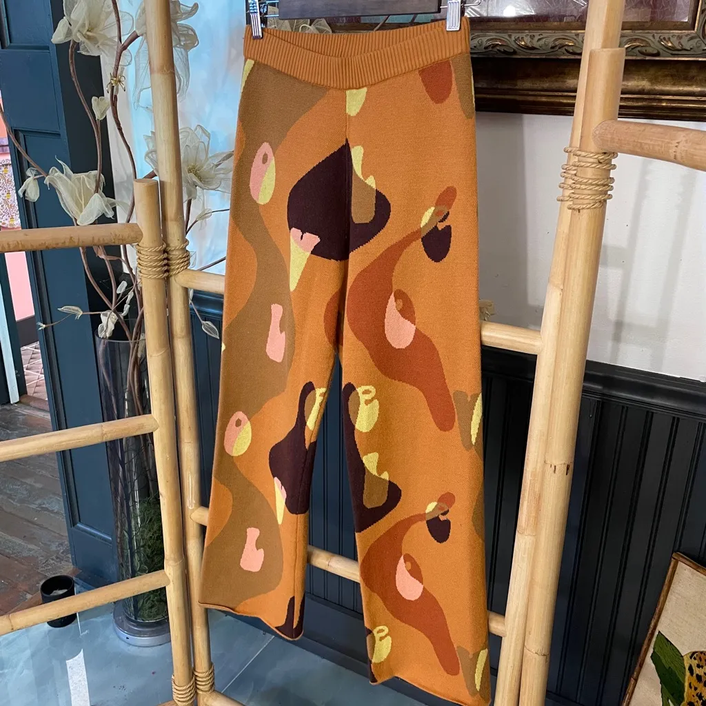 Never Fully Dressed Love Retro Influencer Knit Woven Mod Pull On Pants Sz 4 🧡🎀 Brown - Image 7