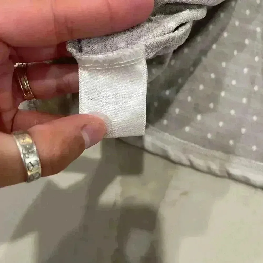 Jane & Delancey ShortSleeve Ruffled Sides Gray Striped Shirt Blouse Womens Large - Image 6