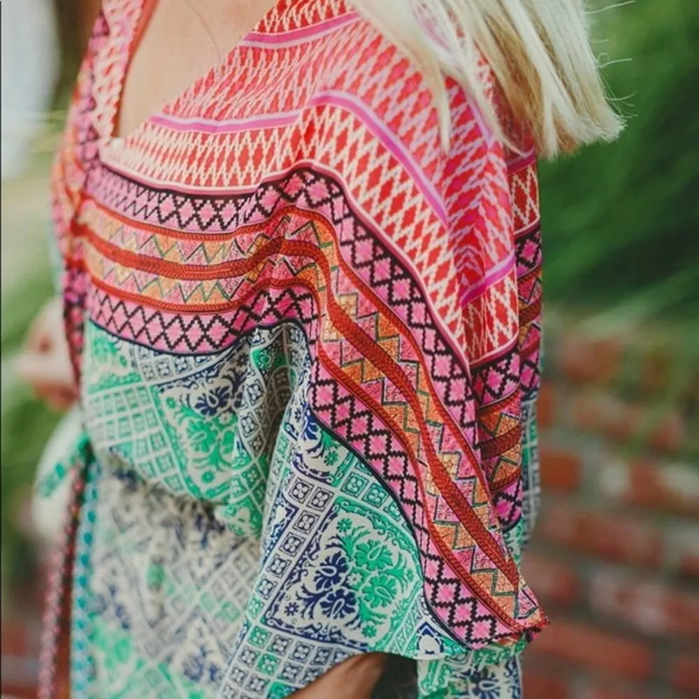 Anthropologie Vanessa Virginia Chama Kaftan Size Large Maxi Dress Sheer - Image 3