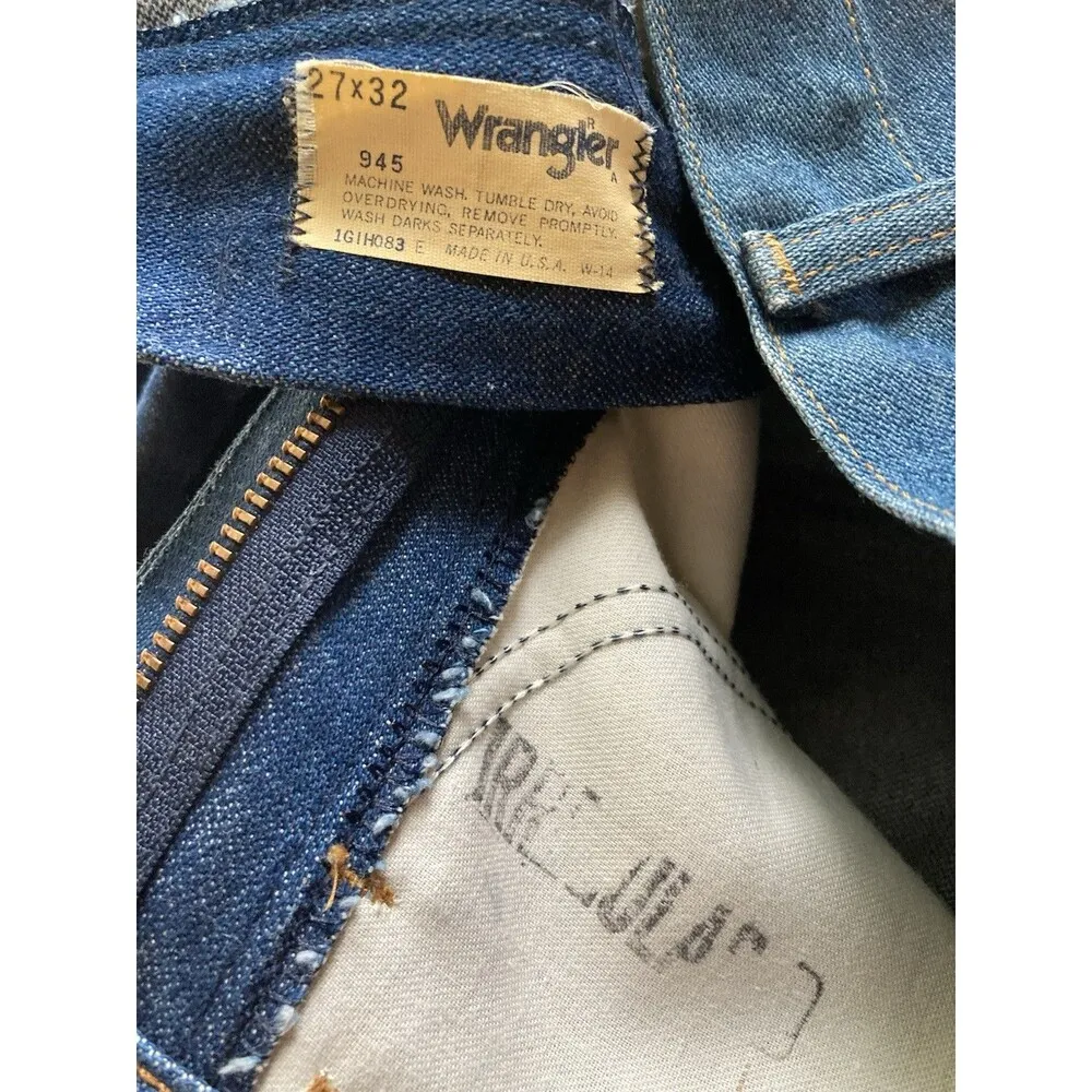 Vintage 70s Wrangler 945 Mens Boot Jeans 25x31.5 Regular Fit Heavyweight USA - Image 11
