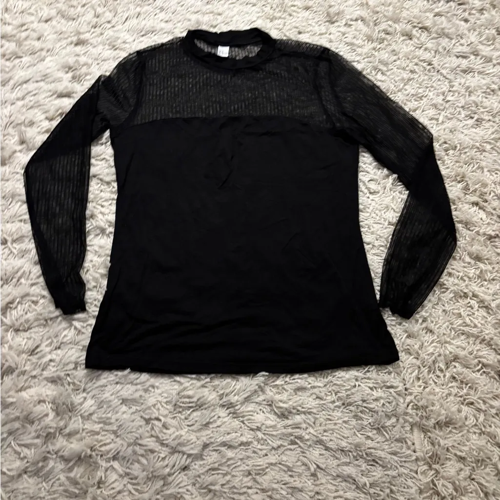 Black Sheer Long Sleeve Top Size XL - Image 5
