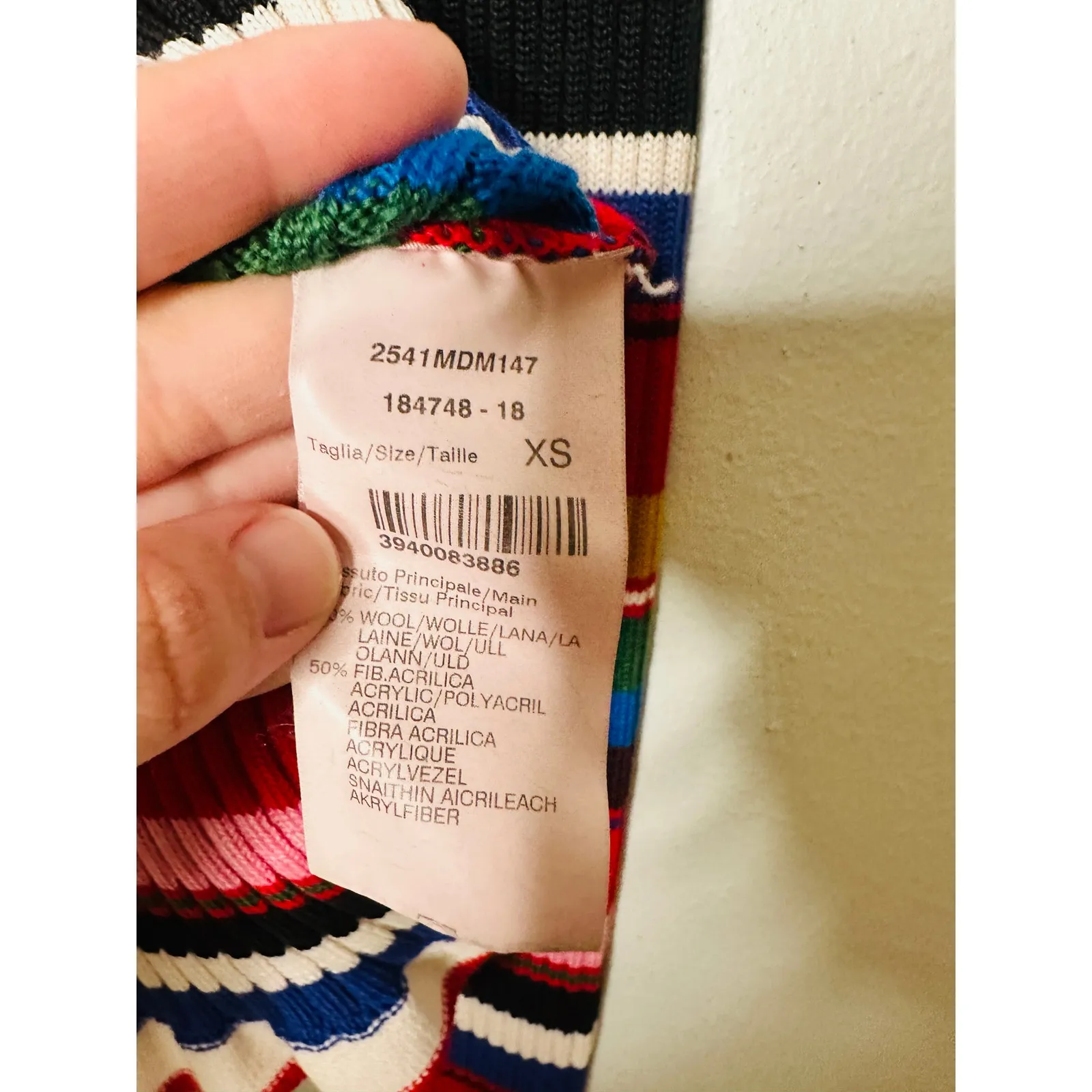 MSGM Rainbow Multicolored Striped Knit Ruffle Bell Sleeve Turtleneck Sweater XS - Image 8