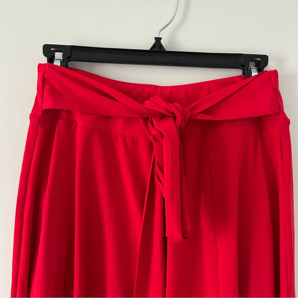 Halara Breezeful 2 in 1 High Tie Waisted Curved Hem Flowy Midi Skirt Red Small - Image 3