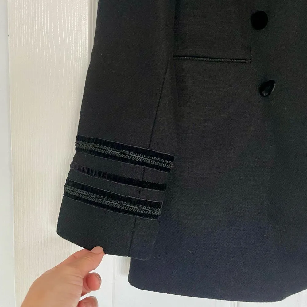 Zara Woman Black Wool-Blend Double-Breasted Military Peacoat w/ Sleeve Detailing - Image 6