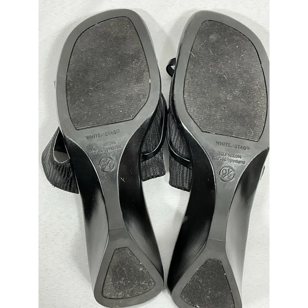 Womans White Stag Reece Slipon Strappy Sandals 9.5 Black Wedge Heel - Image 8