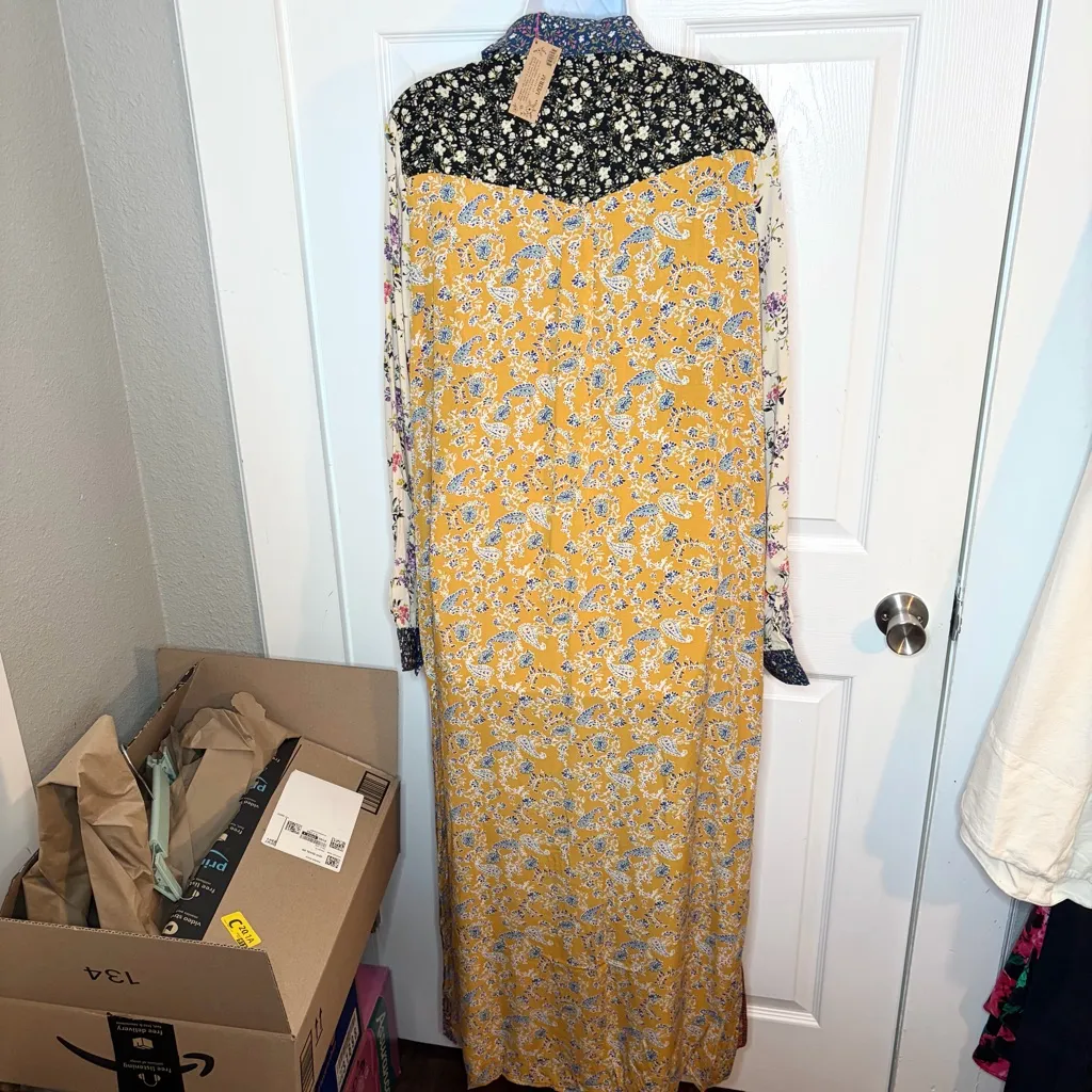Natural Life Multicolor Patchwork Esme Floral Shirt Maxi Dress Kimono M NWT - Image 9