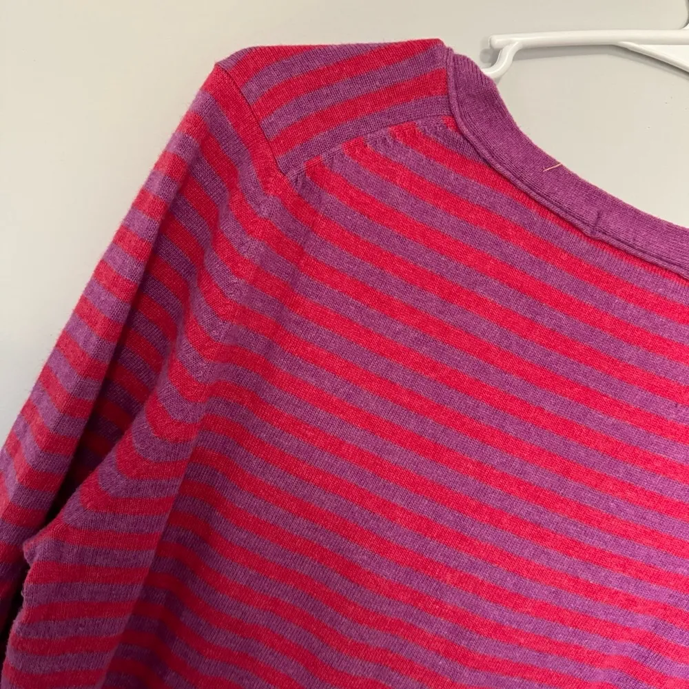 Boden Pink and Purple Striped Cashmere Sweater Size 16 - Image 7