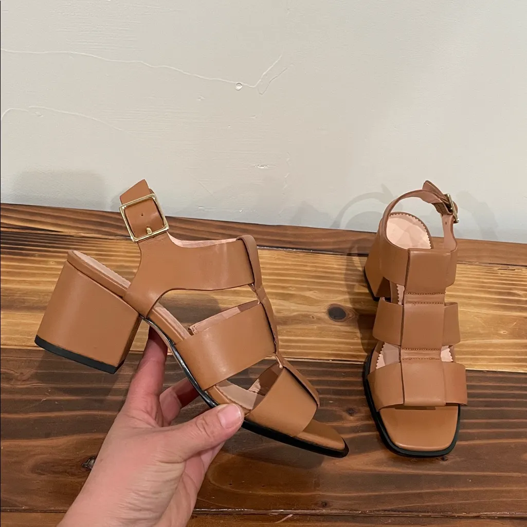 J. Crew Brown Leather Dylan Fisherman Block-Heel Sandals Size 6 - Image 2