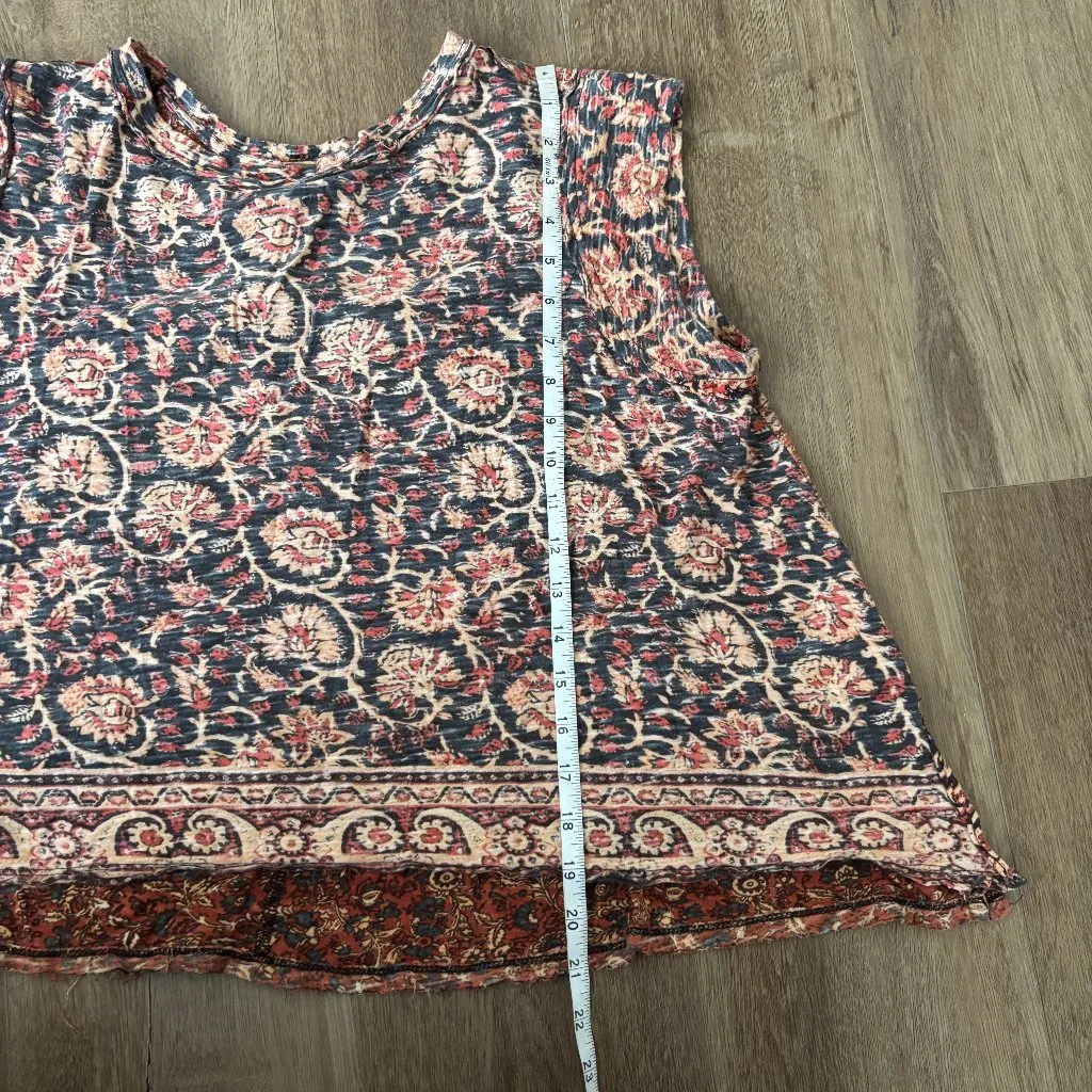 Free People Peach Short Sleeve Patterned Top - Size XS - Image 5