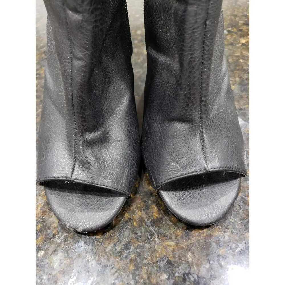 Penny Loves Kenny Ankle Boots Womens Size 7.5M Black Leather Studded Open Toe - Image 5
