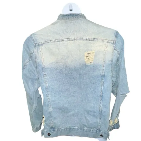 Brooklyn Cloth Light Blue Distressed Denim Jacket - Image 4