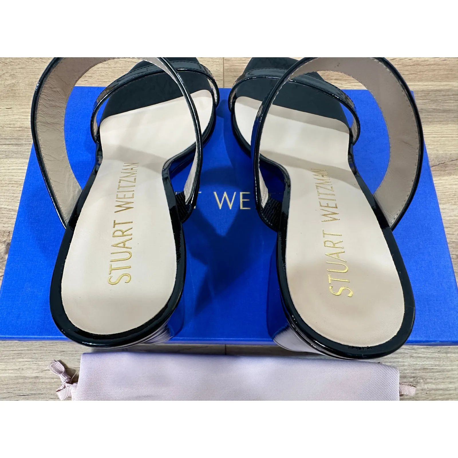 Stuart Weitzman Olive 75 Sandal Black Patent Leather Size 7 NIB Elegant Dressy - Image 10