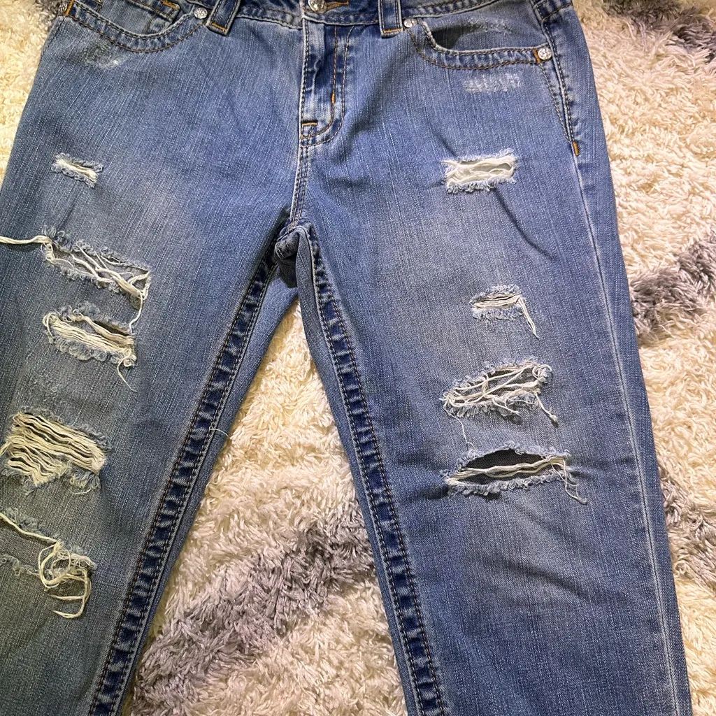 Miss Me Ripped Blue Skinny Jeans - Image 3