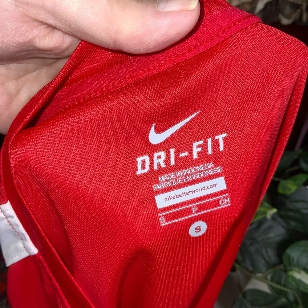 Nike Dri-Fit  Red & White V-Neck Mesh Sides Athletic Top S - Image 11