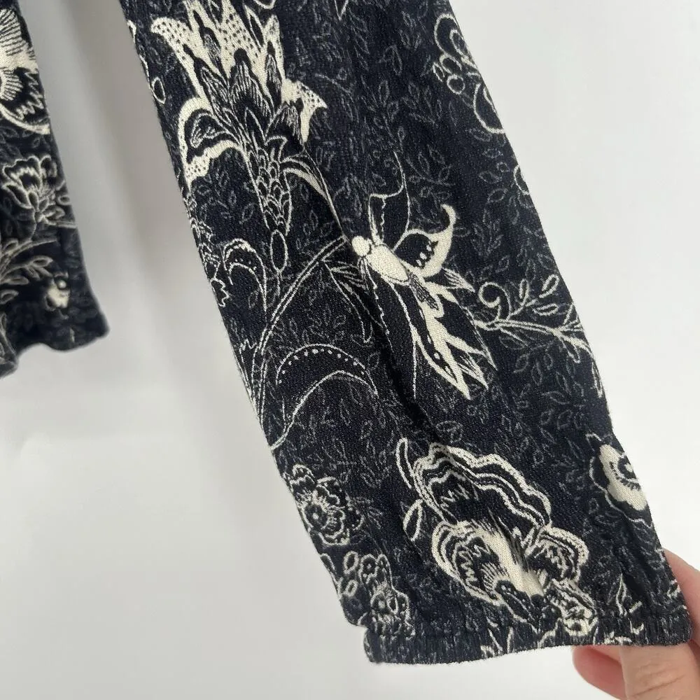 BOG Band Of Gypsies Boho Floral Y2K Top Black White Long Sleeve Lace Siz… - Image 4