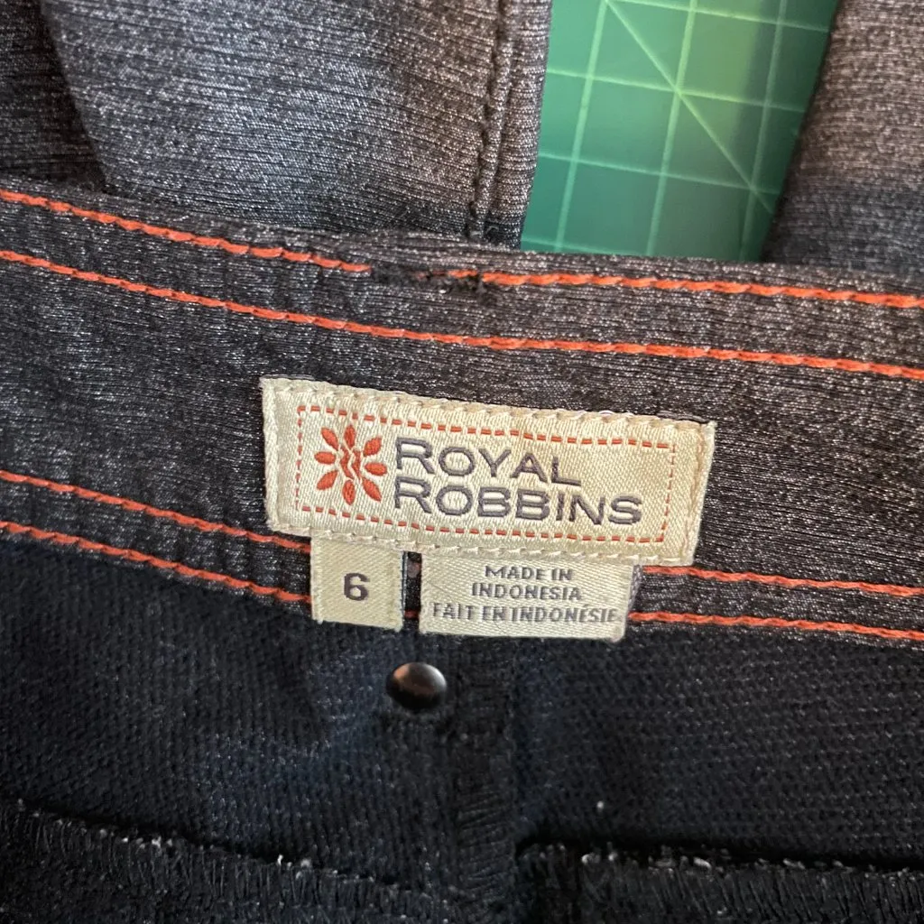 Royal Robbins Women 6 Gray Pants Pockets Stretch Adjustable Cuff Hiking Granola - Image 7