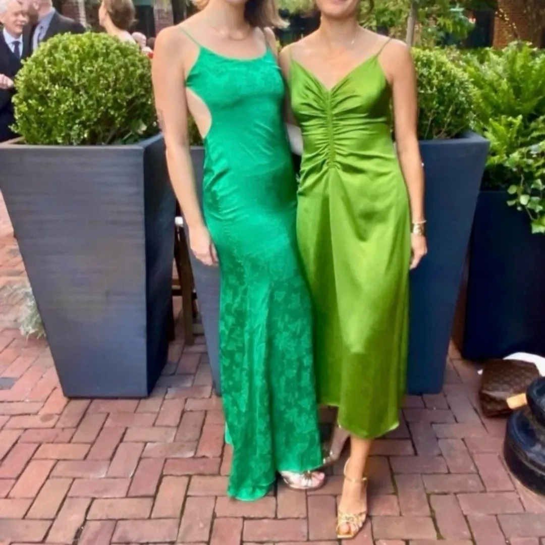 Reformation | NWT Allium Satin Floral Open Back Maxi Formal Dress in Green - Image 5