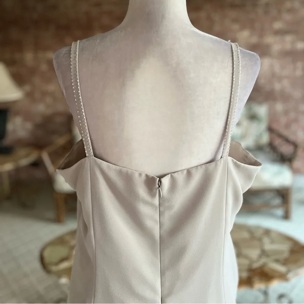 Karen Miller Dress Formal Long Beaded Taupe Beige 16 Cocktail Evening Occasion - Image 10