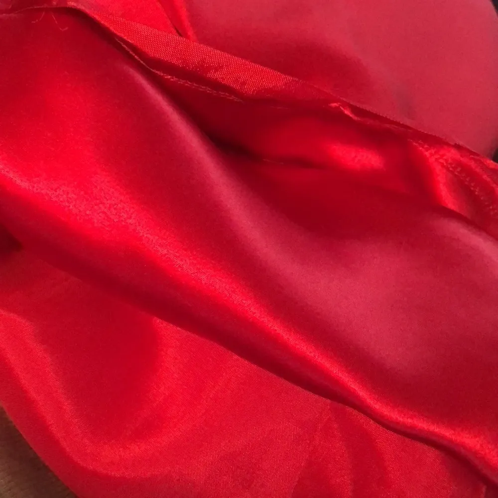 VTG  Red Silk A~Line Maxi Skirt 4 Formal Hem Flaw Valentine Date Night - Image 6