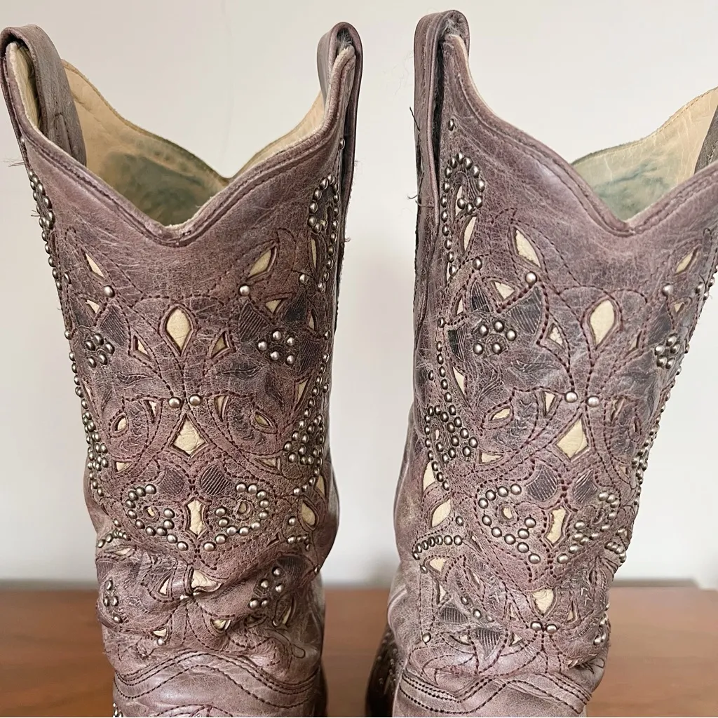 Corral • A1098 Crater Brown Bone Inlay Studded Boot western cowgirl vintage - Image 10