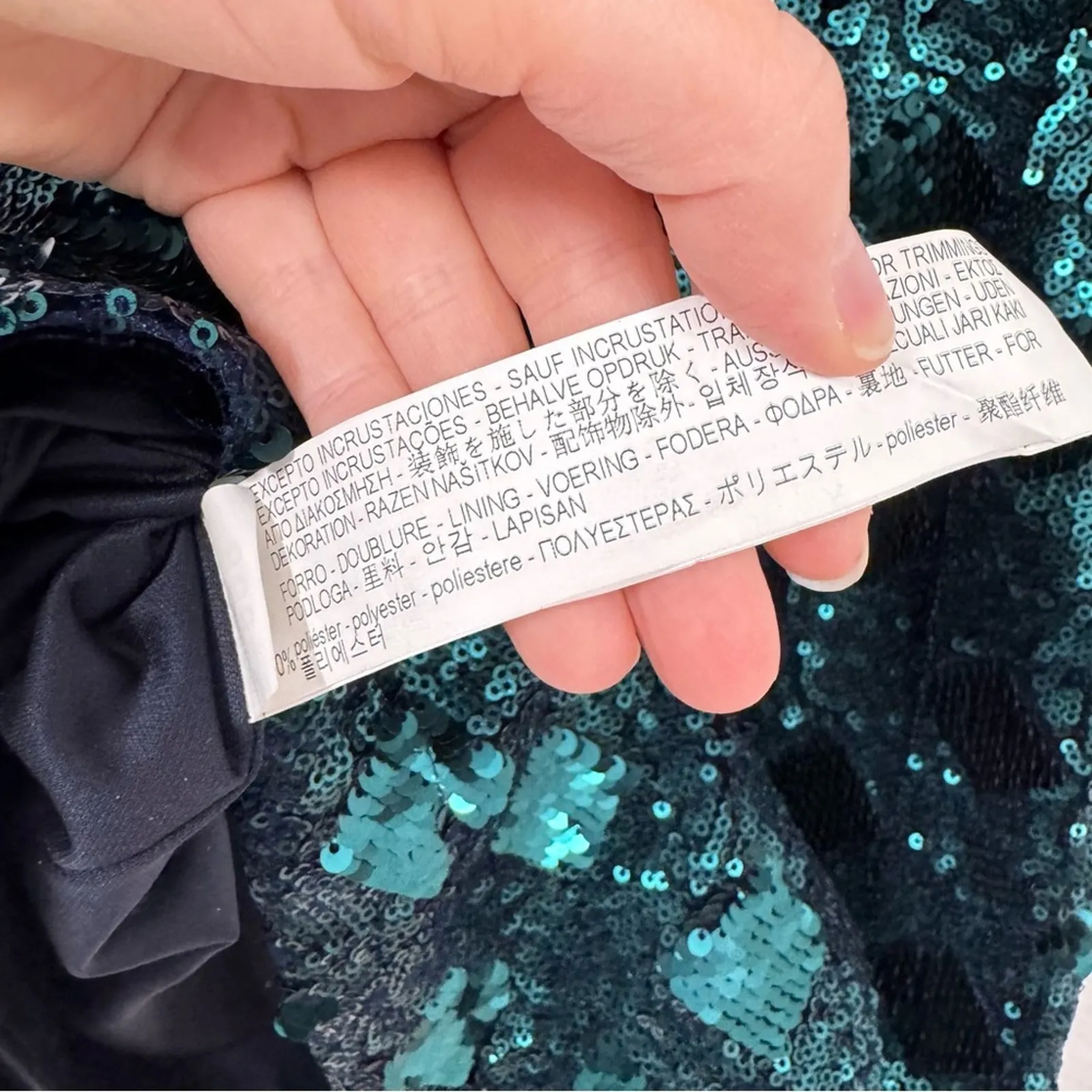 Zara Green Sequined Ruffled Sleeve Mini Dress Blogger Favorite XS Glam Party - Image 3