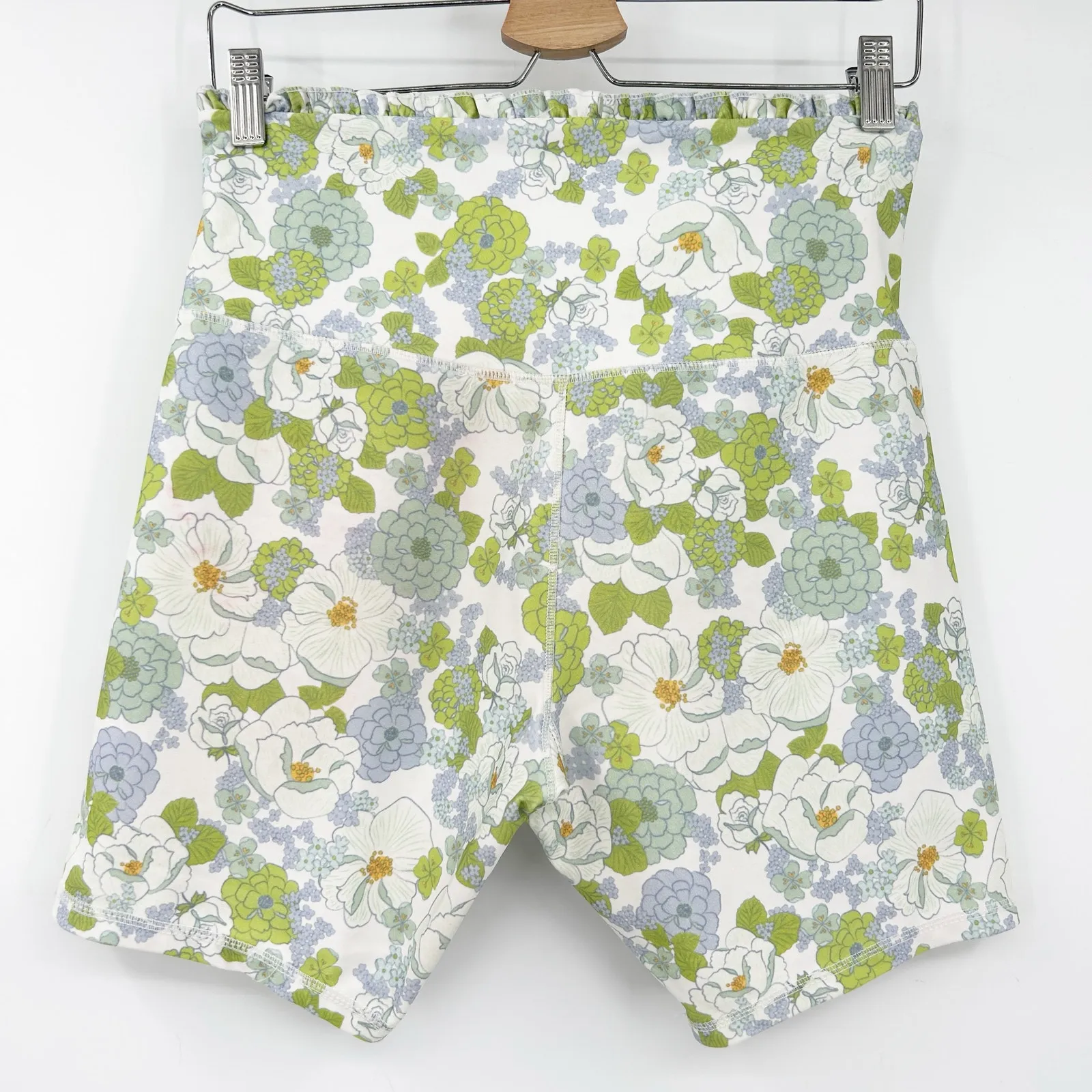 Ebb & Flow Womens Ruffled Athleisure Active Floral Biker Shorts Size XL Green - Image 7