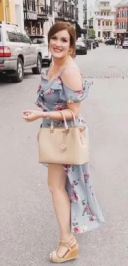 IN San Francisco Blue Floral Cold Flutter Shorts High Low Skirt Dress Size 13 - Image 2