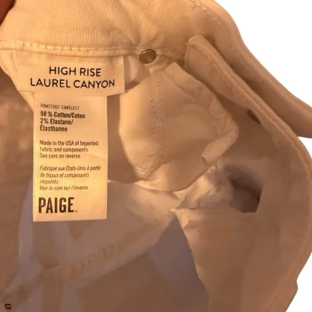 Paige High Rise Laurel Canyon White Jeans nwot - Image 6