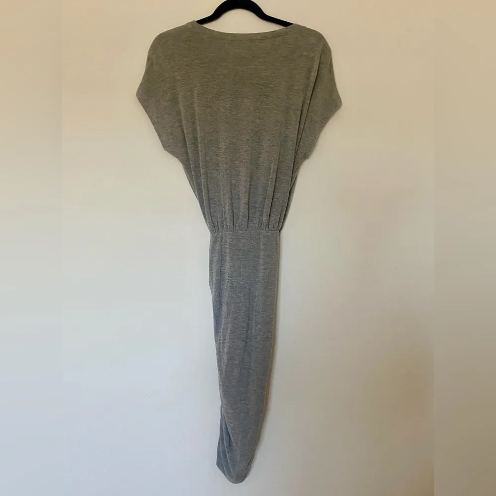 Frame Shirred Muscle Tee Shirt Dress Gris Heather Ruched Midi Stretchy Y2K Style - Image 5