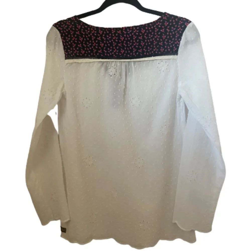 Matilda Jane Womens Top XS White Botanical Beauty Swiss Dot Floral Romantic - Image 2