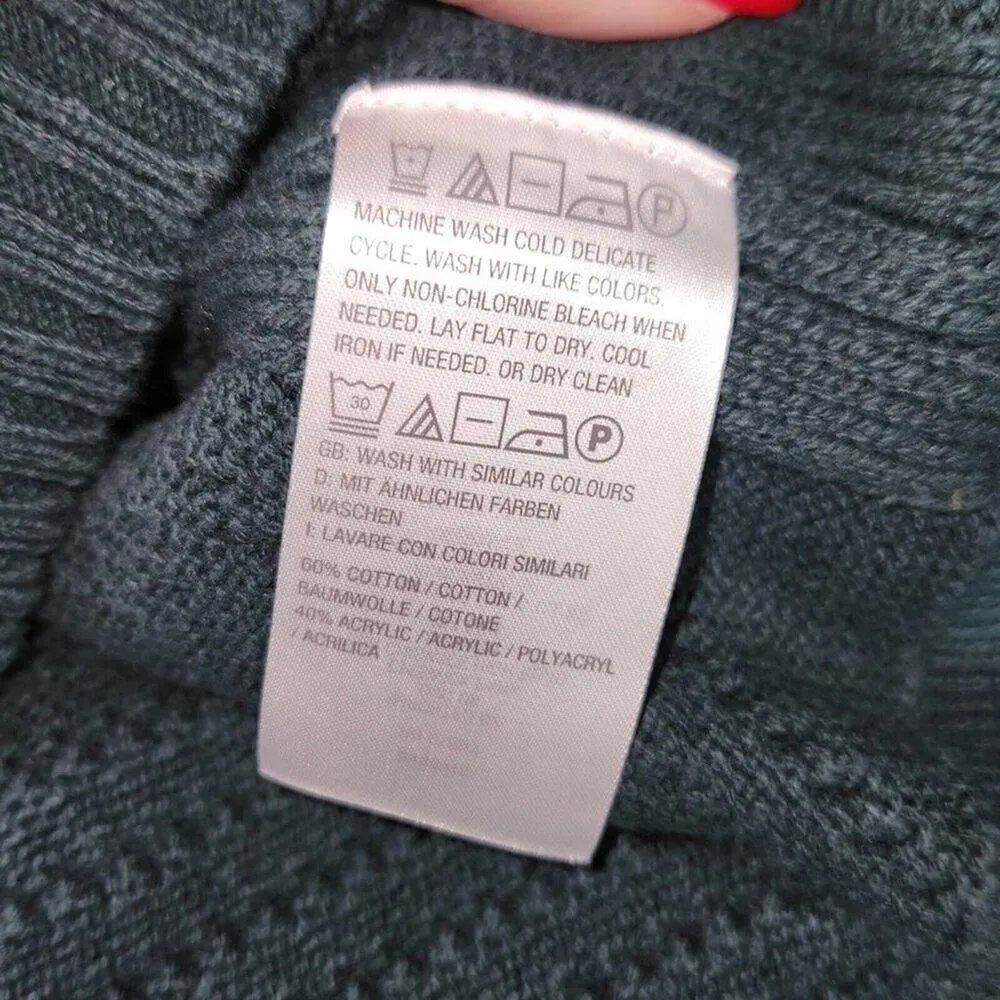 J Jason Wu Floral Cable Knit Crewneck Sweater Evergreen Womens X - Image 12