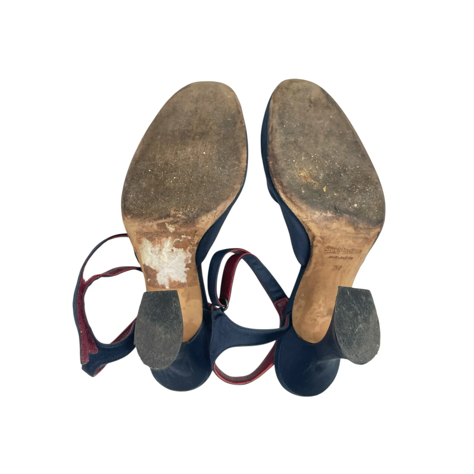 Sies Marjan Women's Blue Suede Closed Toe Ankle Strap Heels Sandals Size 6.5 - Image 4