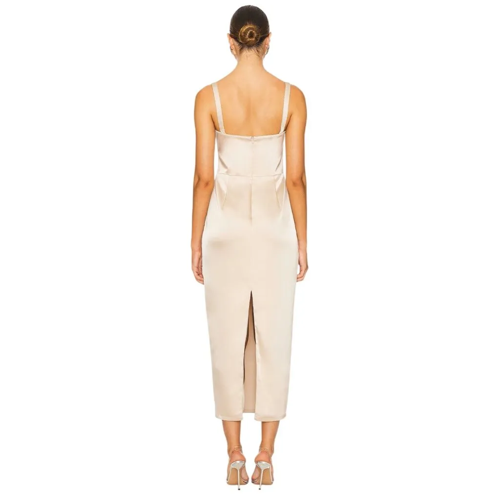 Katie May Teagan Dress in Cafe Small New Women Satin Midi Corset Cocktail - Image 2