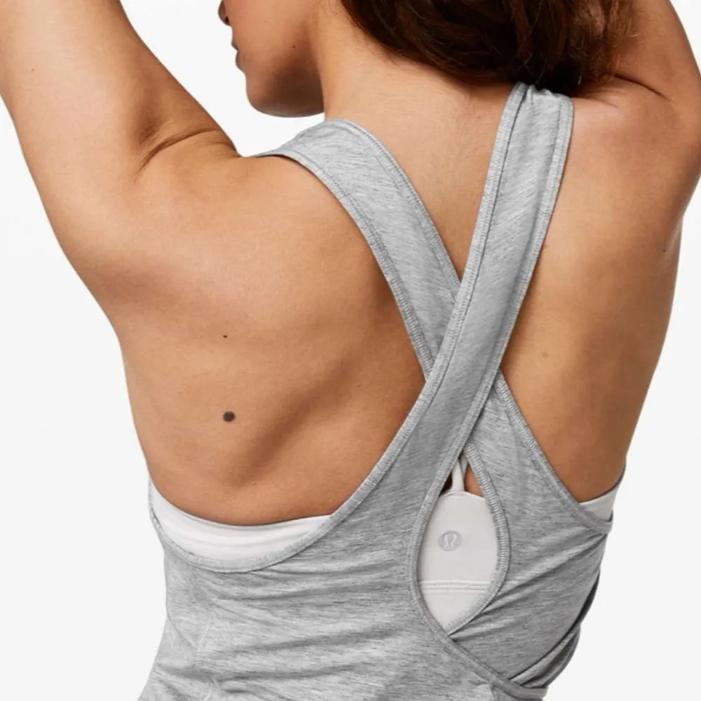 Lululemon Turn To Tie Tank Top Gray Size 6 Scoop Neck Cropped Modal Cotton - Image 4