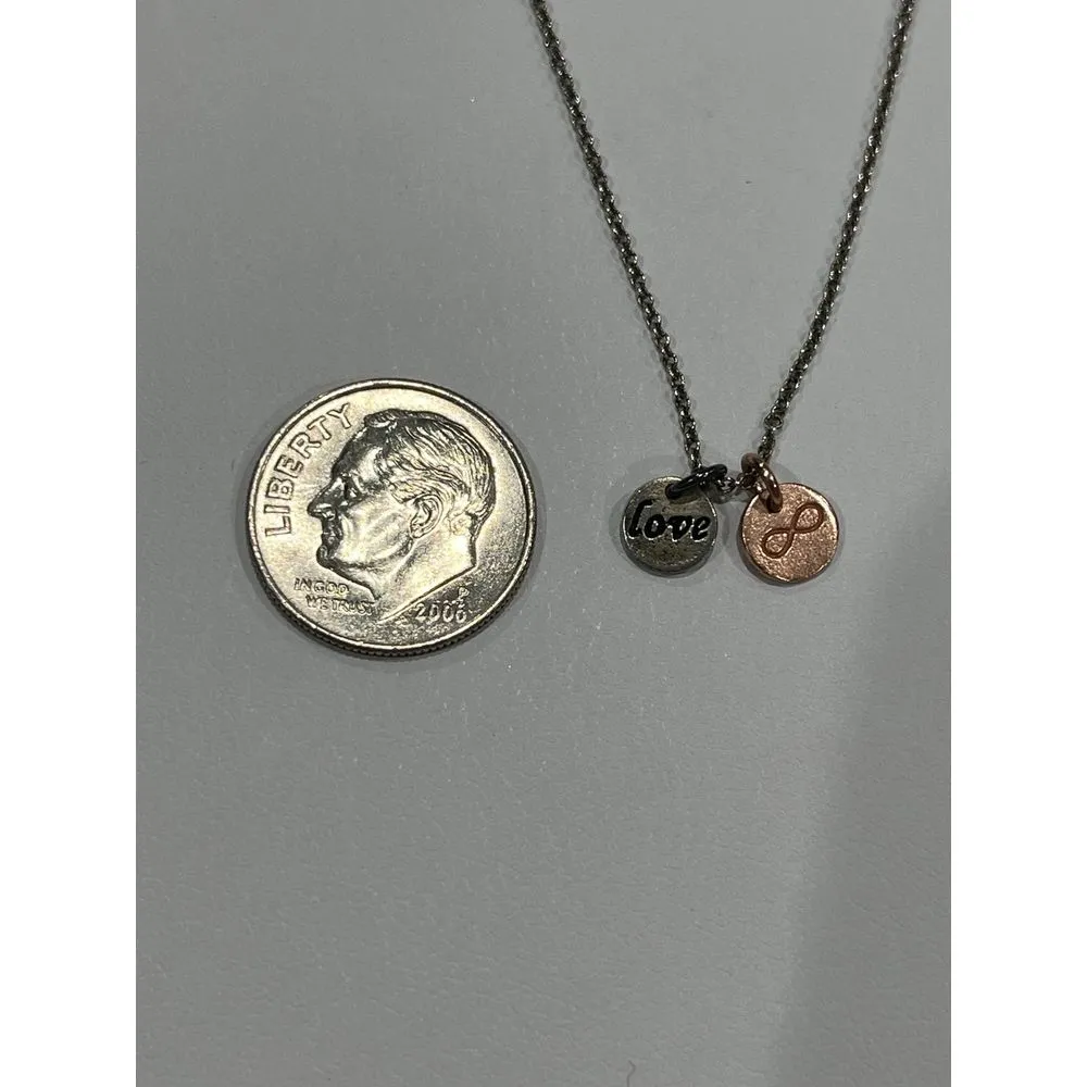 SILVER 925‎ Mini love & infinity charm necklace - Image 6