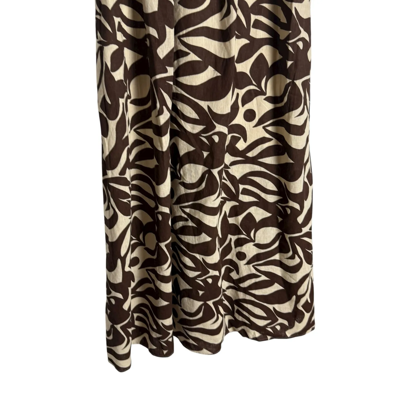 Abercrombie & Fitch Tie Back Brown Babydoll Linen Maxi Dress Small Petite - Image 7